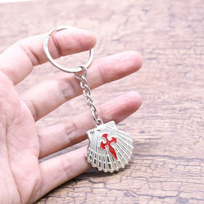 Knights Templar Commandery Keychain - Silver Cross Shell Cross Pendant - Bricks Masons