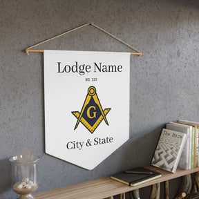Master Mason Blue Lodge Pennant - Square & Compass G with Customization - Bricks Masons