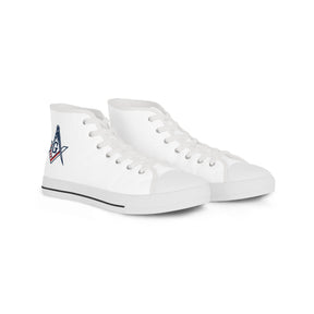Master Mason Blue Lodge Sneaker - High Top Black & White Sole with USA FLAG S&C G - Bricks Masons