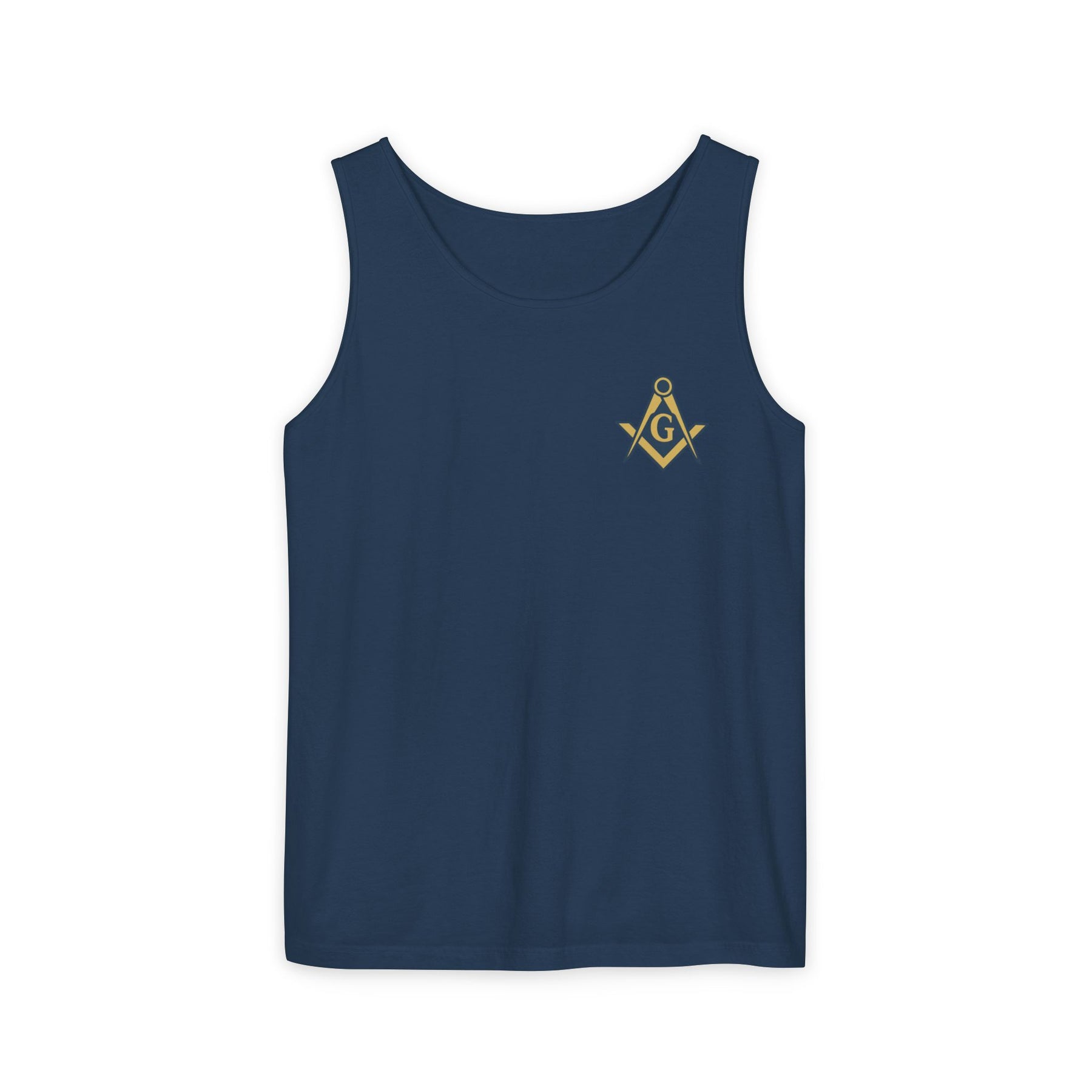 Master Mason Blue Lodge Tank Top - Garment-Dyed Square & Compass G - Bricks Masons