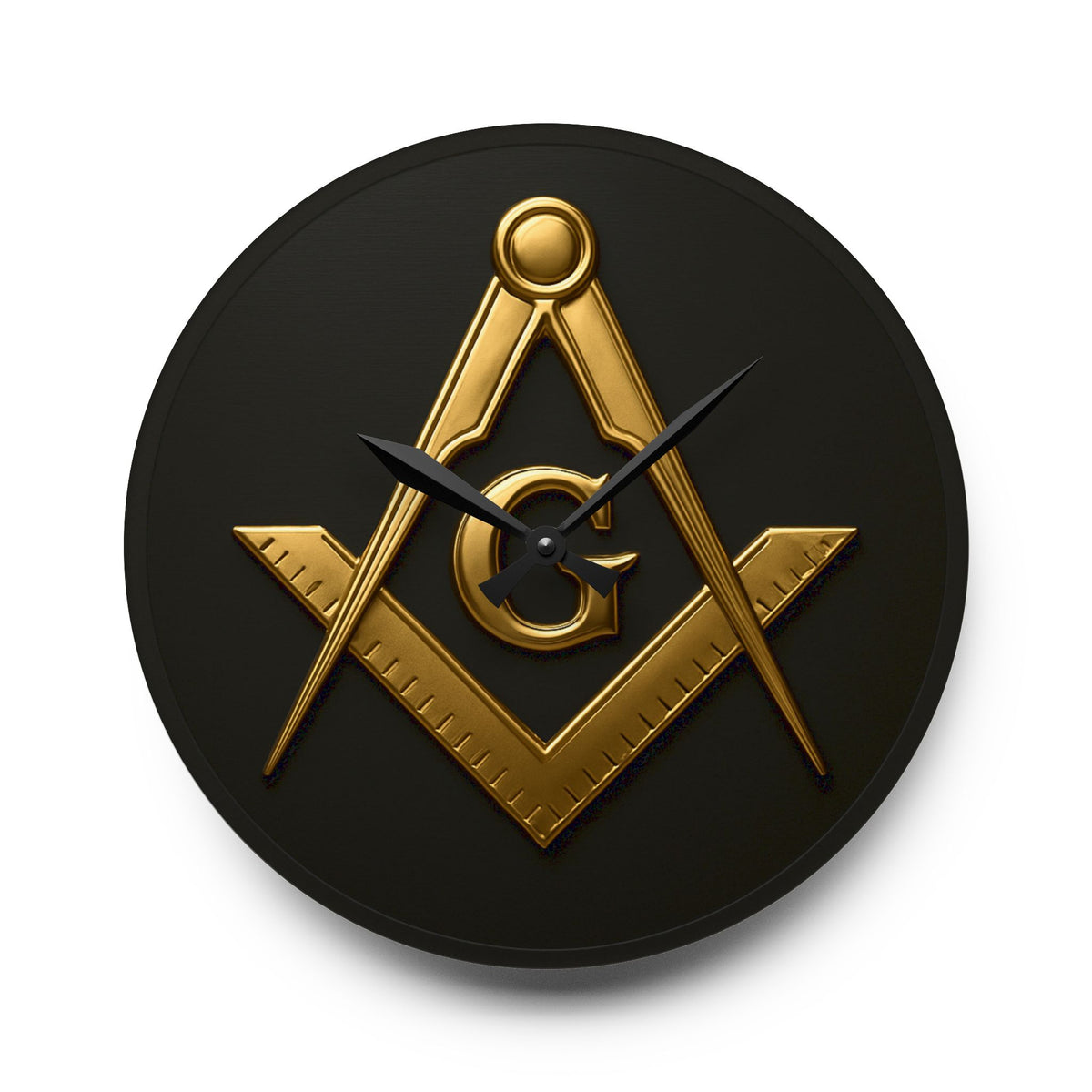 Master Mason Blue Lodge Clock - Square & Compass G Center Piece on Acrylic - Bricks Masons