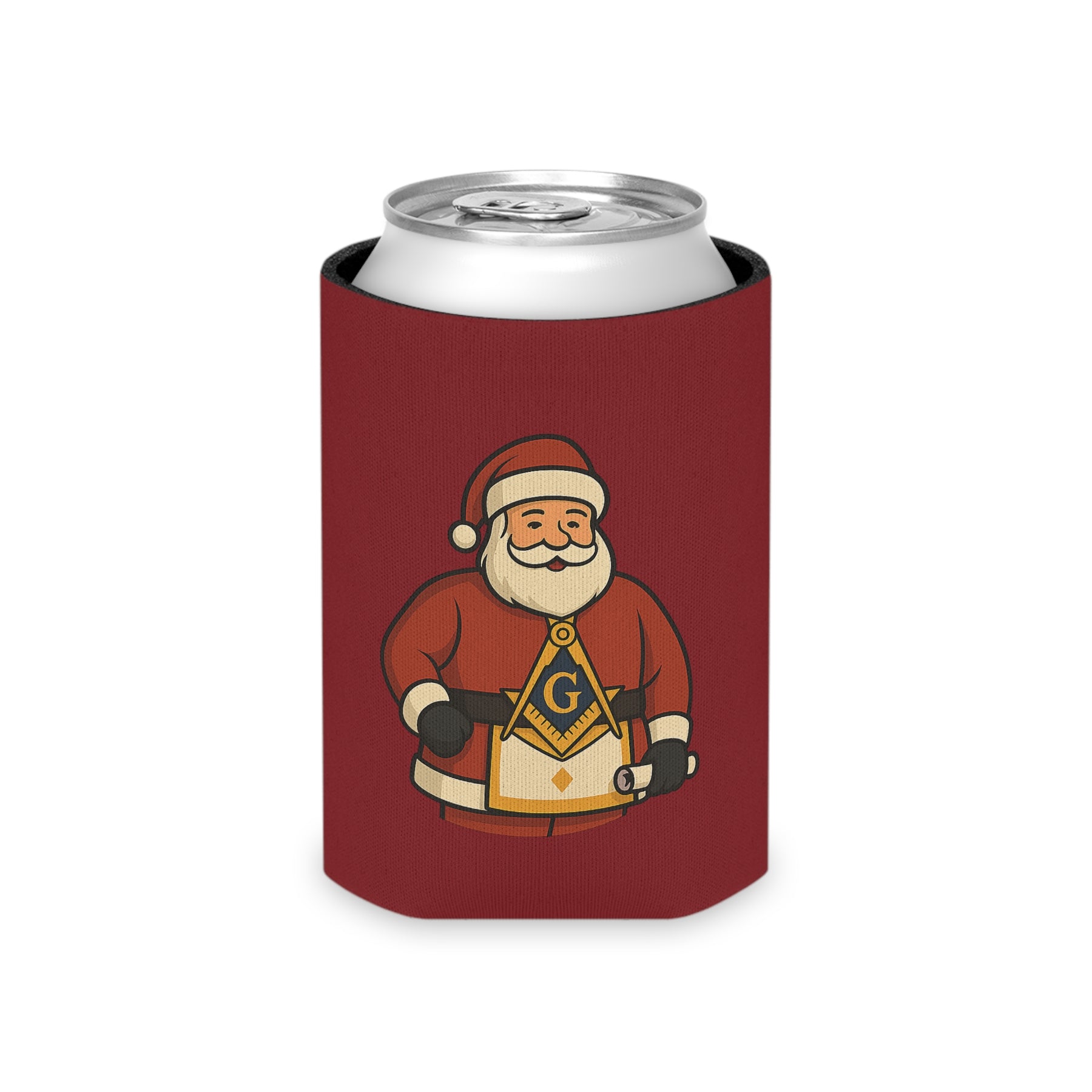Master Mason Blue Lodge Can Cooler - Square & Compass G Christmas Edition - Bricks Masons