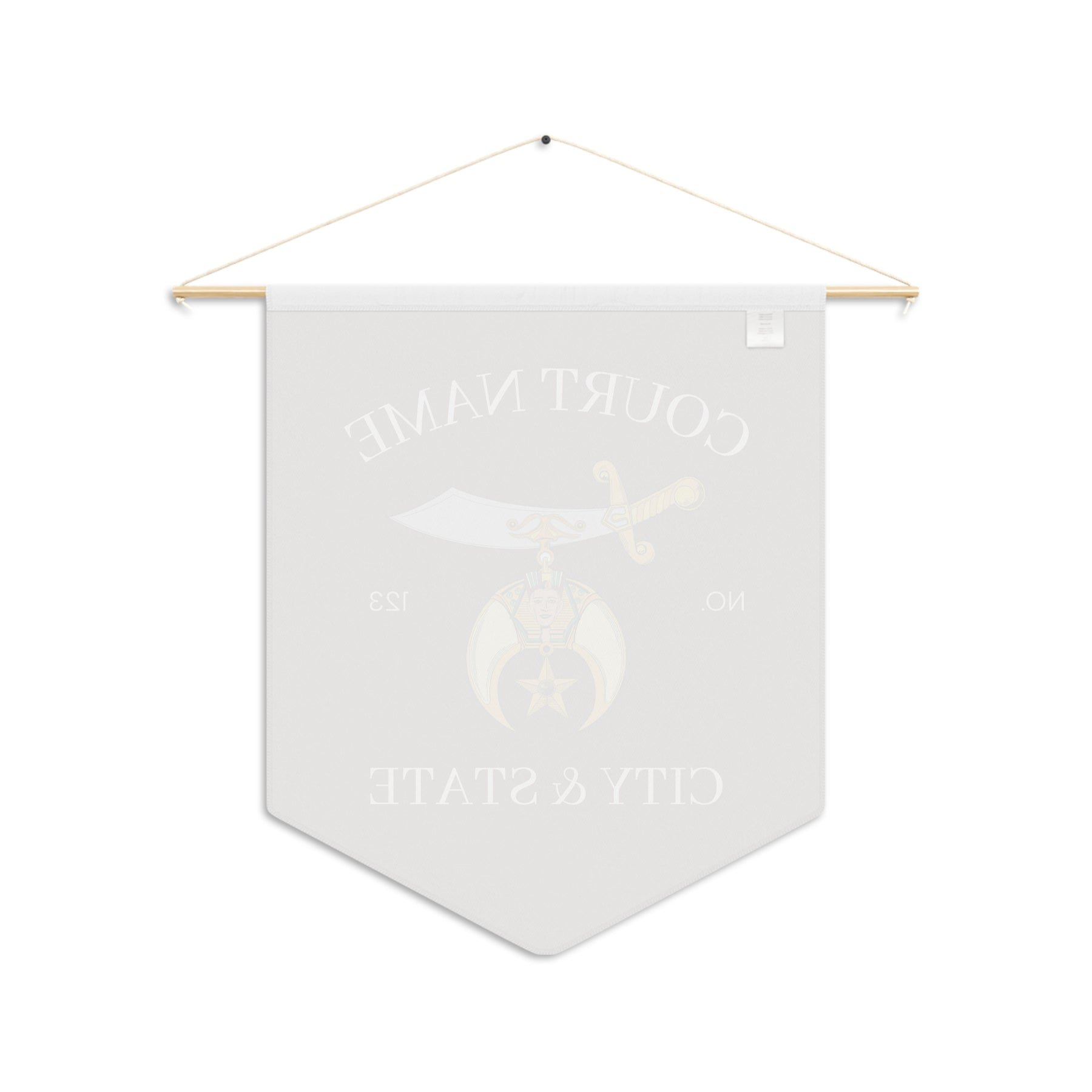 Shriners Pennant - Brown Polyester Twill With Personalization - Bricks Masons