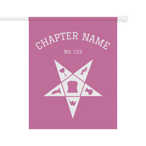 OES Yard Flag - Pink & White Star With Personalization - Bricks Masons