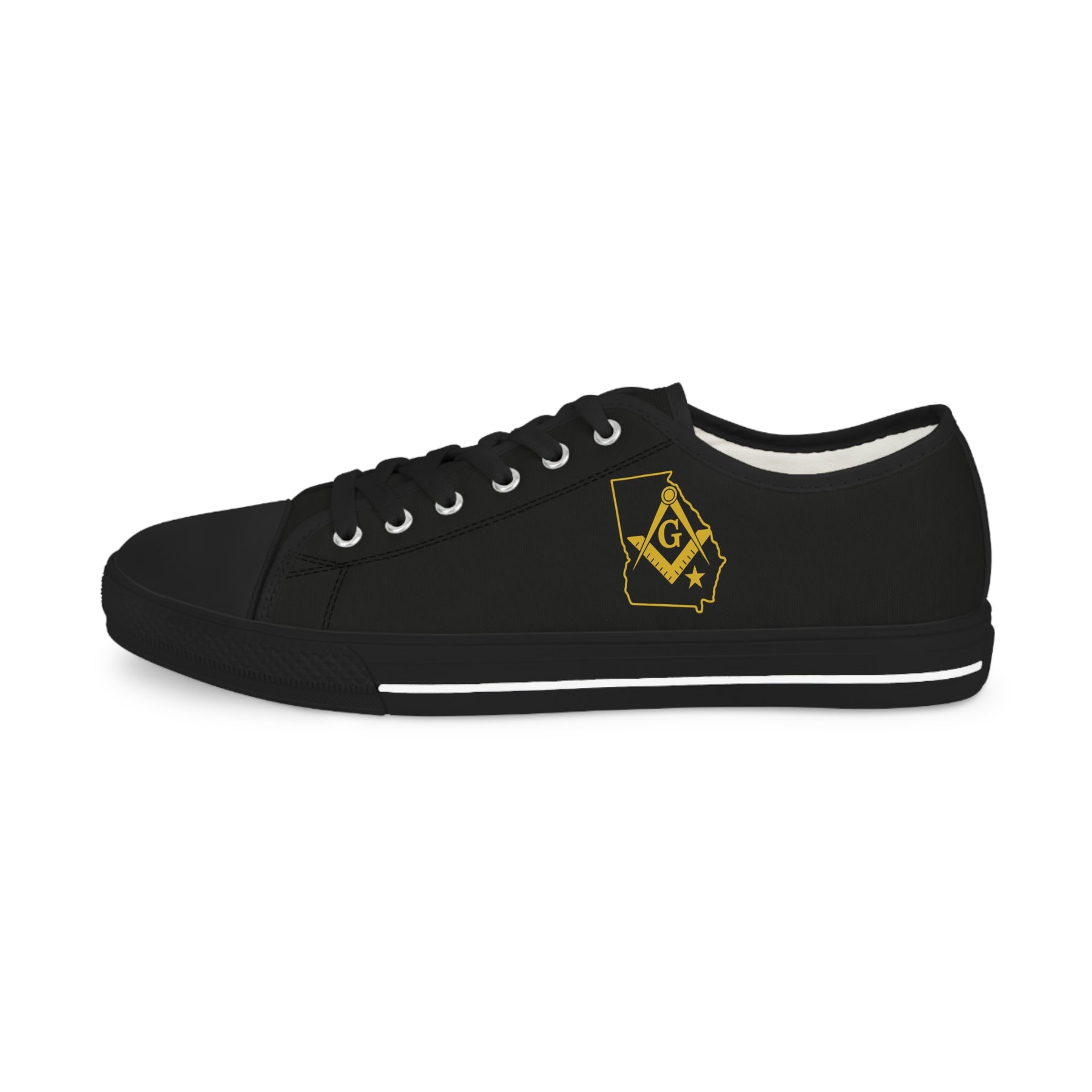 Master Mason Blue Lodge Sneaker - Low Top Sneaker Black & White Georgia Map Mason - Bricks Masons