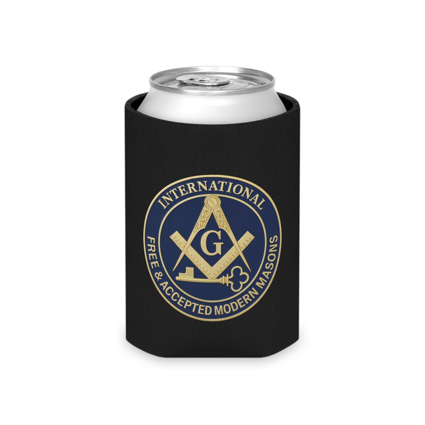 International Masons Can Cooler - Gold Square & Compass G - Bricks Masons
