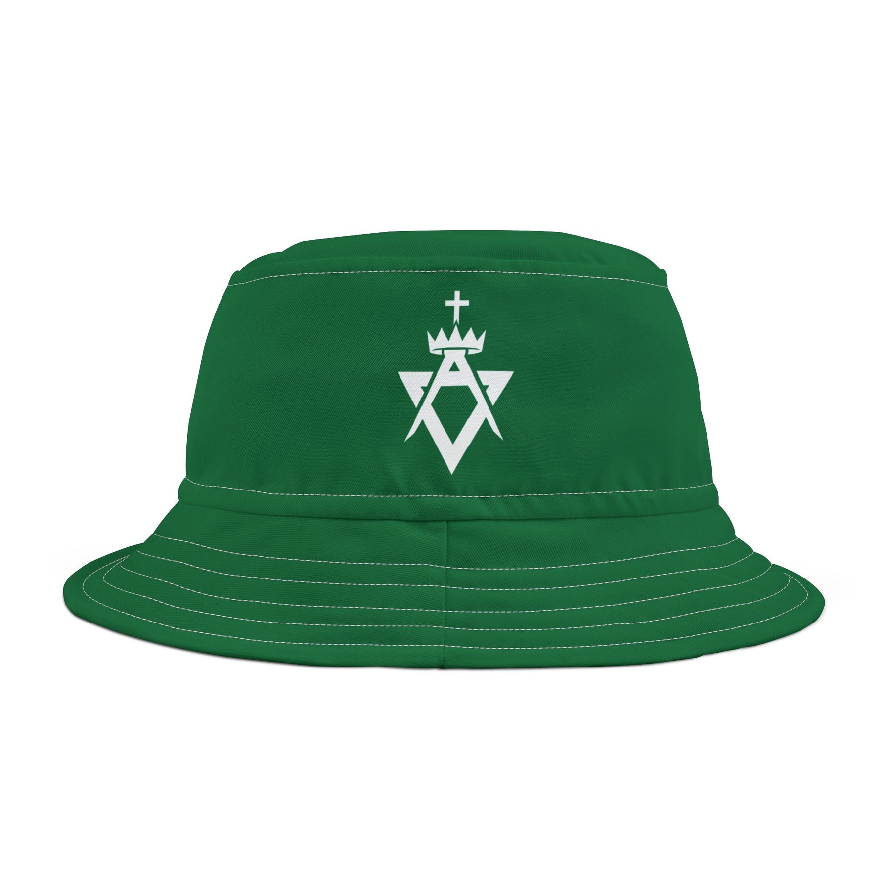 Allied Masonic Degrees Bucket Hat - Green with White Emblem & Stitching - Bricks Masons