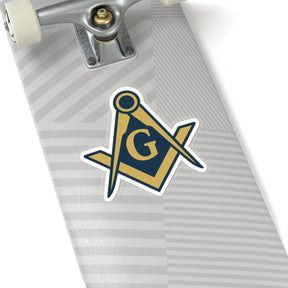 Master Mason Blue Lodge Sticker Decal - Kiss-Cut Square & Compass G - Bricks Masons