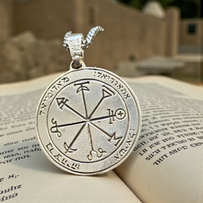 First and Second Pentacle Pendant consecrated to Mars in Silver 3 cm 11 g 44 Seals of Solomon Art 1577 - Bricks Masons