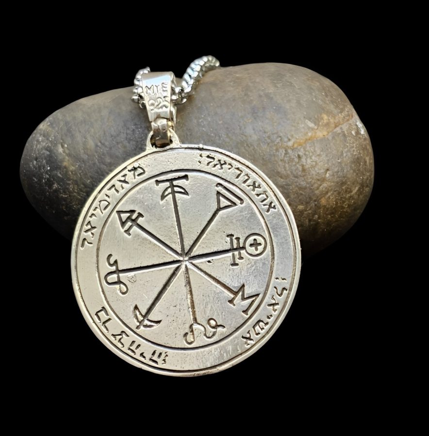 First and Second Pentacle Pendant consecrated to Mars in Silver 3 cm 11 g 44 Seals of Solomon Art 1577 - Bricks Masons