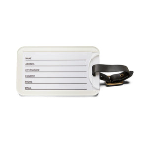 Allied Masonic Degrees Luggage Tag - White With Black Leather Strap - Bricks Masons