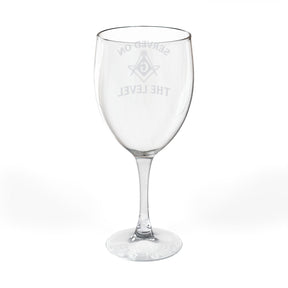 Master Mason Blue Lodge Wine Glass - Served On The Level Square & Compass G