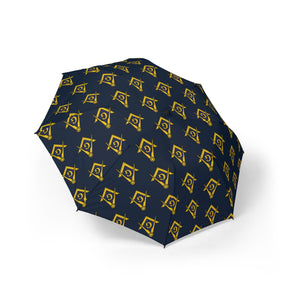 Master Mason Blue Lodge Umbrella - Dark Blue with Golden Square & Compass G - Bricks Masons