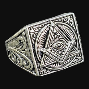 Masonic Master Chisel Ring in Silver Freemasonry Art 1630 - Bricks Masons