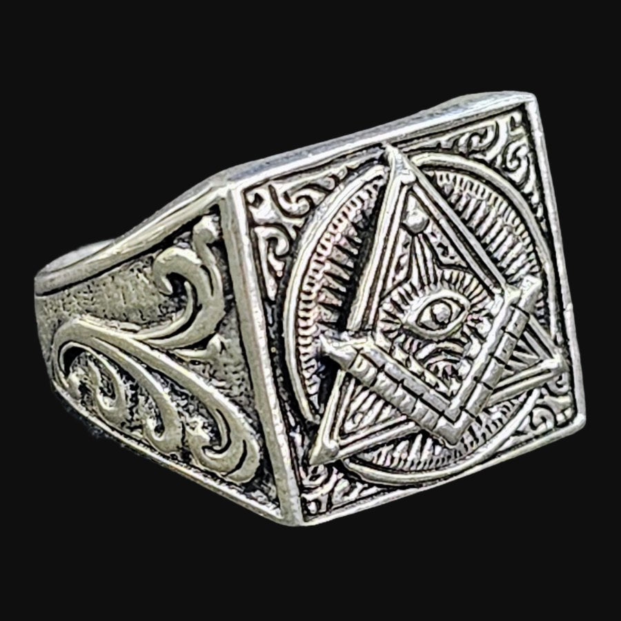 Masonic Master Chisel Ring in Silver Freemasonry Art 1630 - Bricks Masons