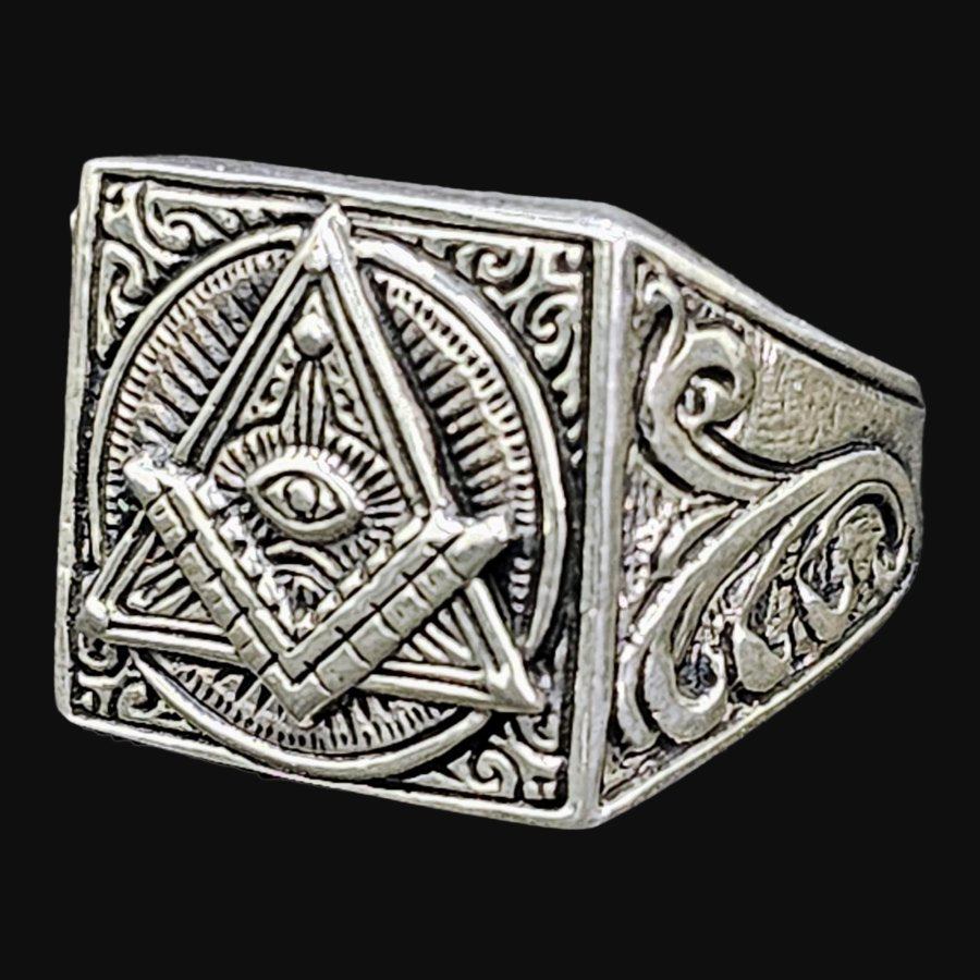 Masonic Master Chisel Ring in Silver Freemasonry Art 1630 - Bricks Masons