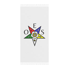 OES Towel - White Polyester With Colorful Star Beach Cloth - Bricks Masons