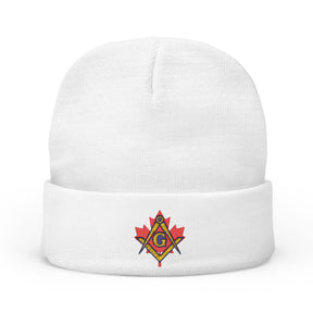 Master Mason Blue Lodge Canada Jurisdiction Beanie - Knit Embroidery S&C Maple Leaf - Bricks Masons