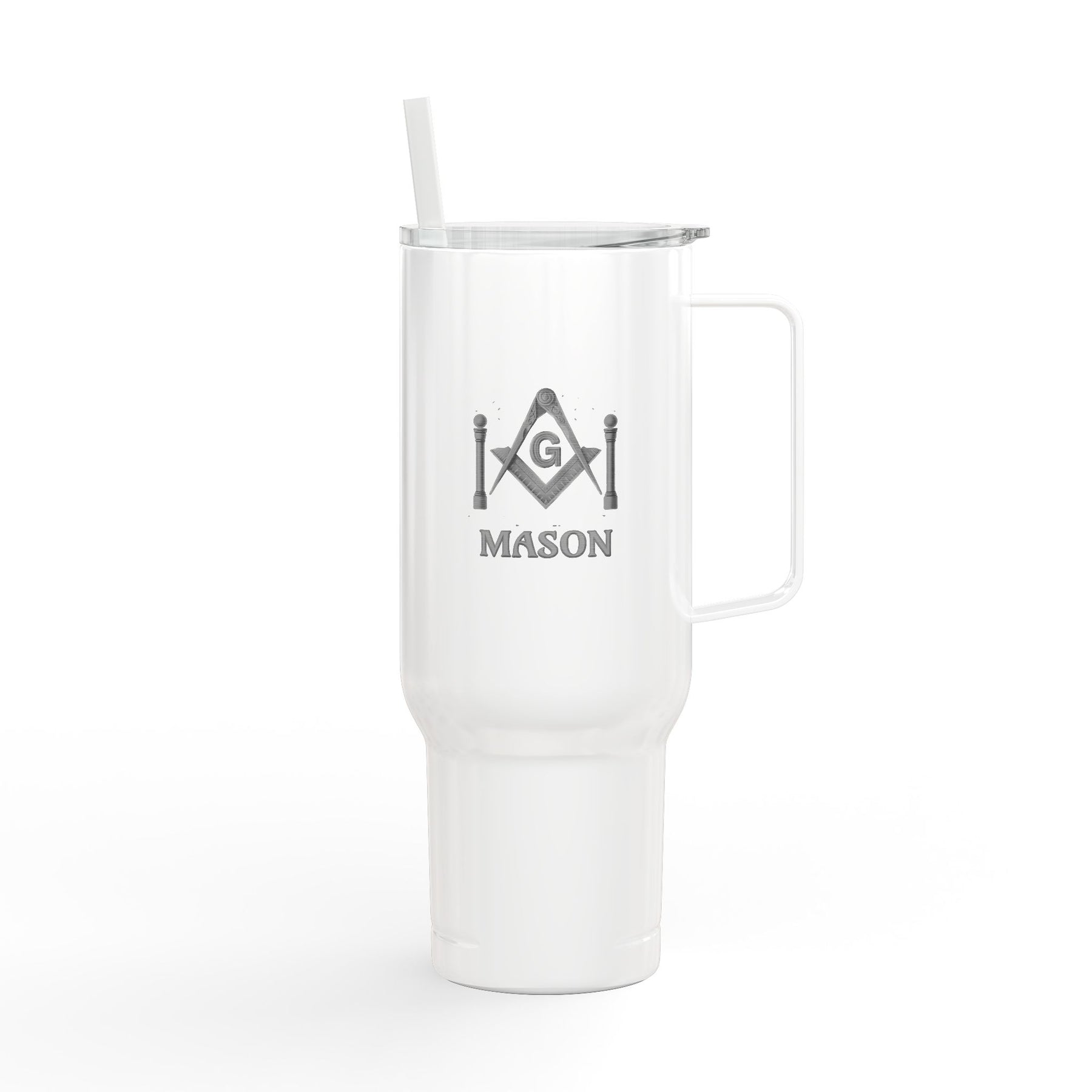 Master Mason Blue Lodge Ringneck Tumbler - Square & Compass G with Twin Pillars