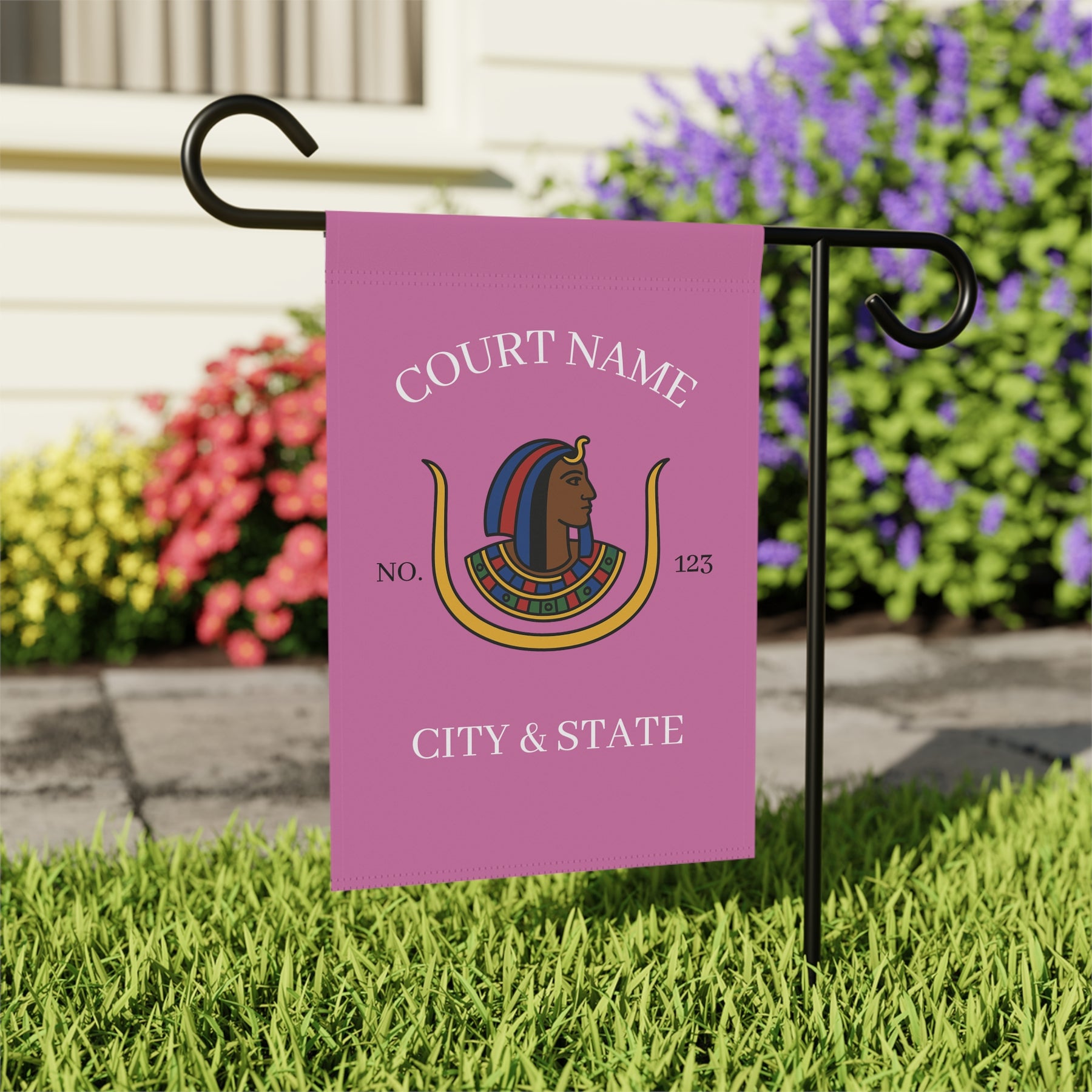 DOI Yard Flag - Pink Poly Poplin With Personalization - Bricks Masons