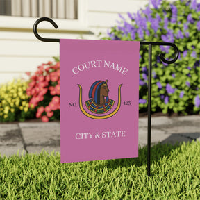 DOI Yard Flag - Pink Poly Poplin With Personalization - Bricks Masons