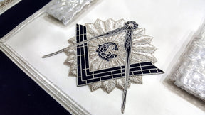 Master Mason Blue Lodge Apron - Navy Blue Hand Embroidery with Tassels