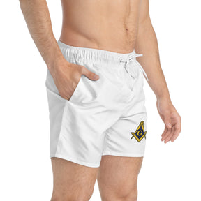 Master Mason Blue Lodge Short - Square & Compass G  Swim Trunk - Bricks Masons