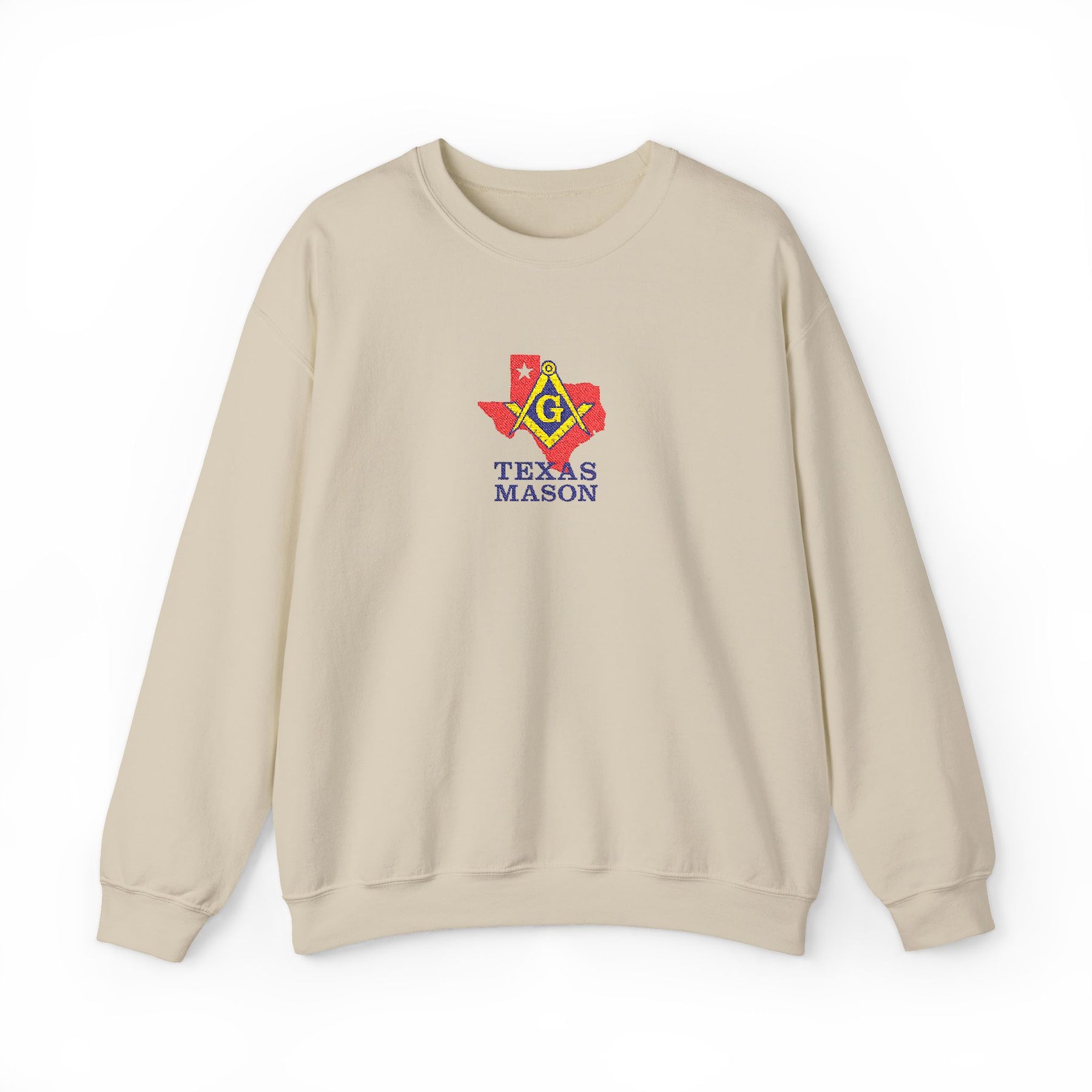 Master Mason Blue Lodge Sweatshirt - Crewneck Embroidered Emblem Texas Mason - Bricks Masons