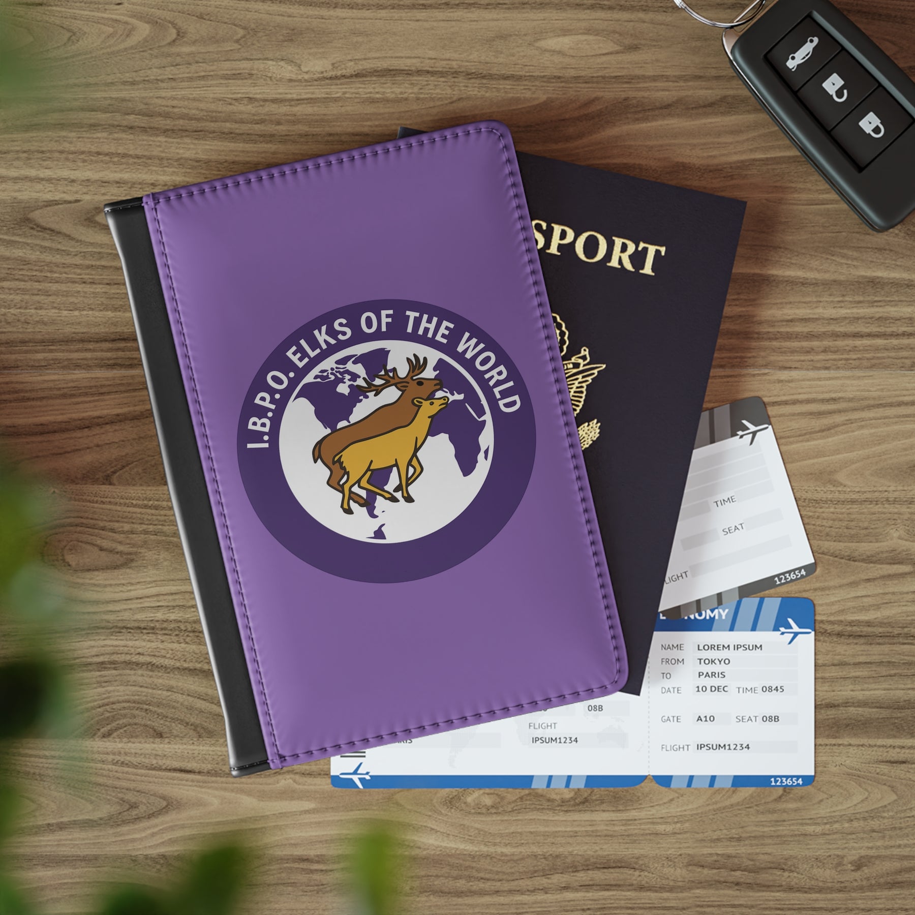 Elks of the World Passport Cover - IBPO Purple PU Leather - Bricks Masons