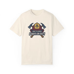Master Mason Blue Lodge T-Shirt - Garment-Dyed Firefighter Tee - Bricks Masons