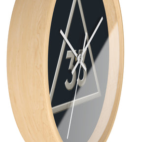 33rd Degree Scottish Rite Clock - Silver Triangle with 33 on Wooden Frame - Bricks Masons
