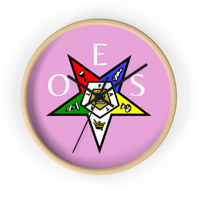 OES Clock - Pink Dial with OES Emblem and Inscription - Bricks Masons