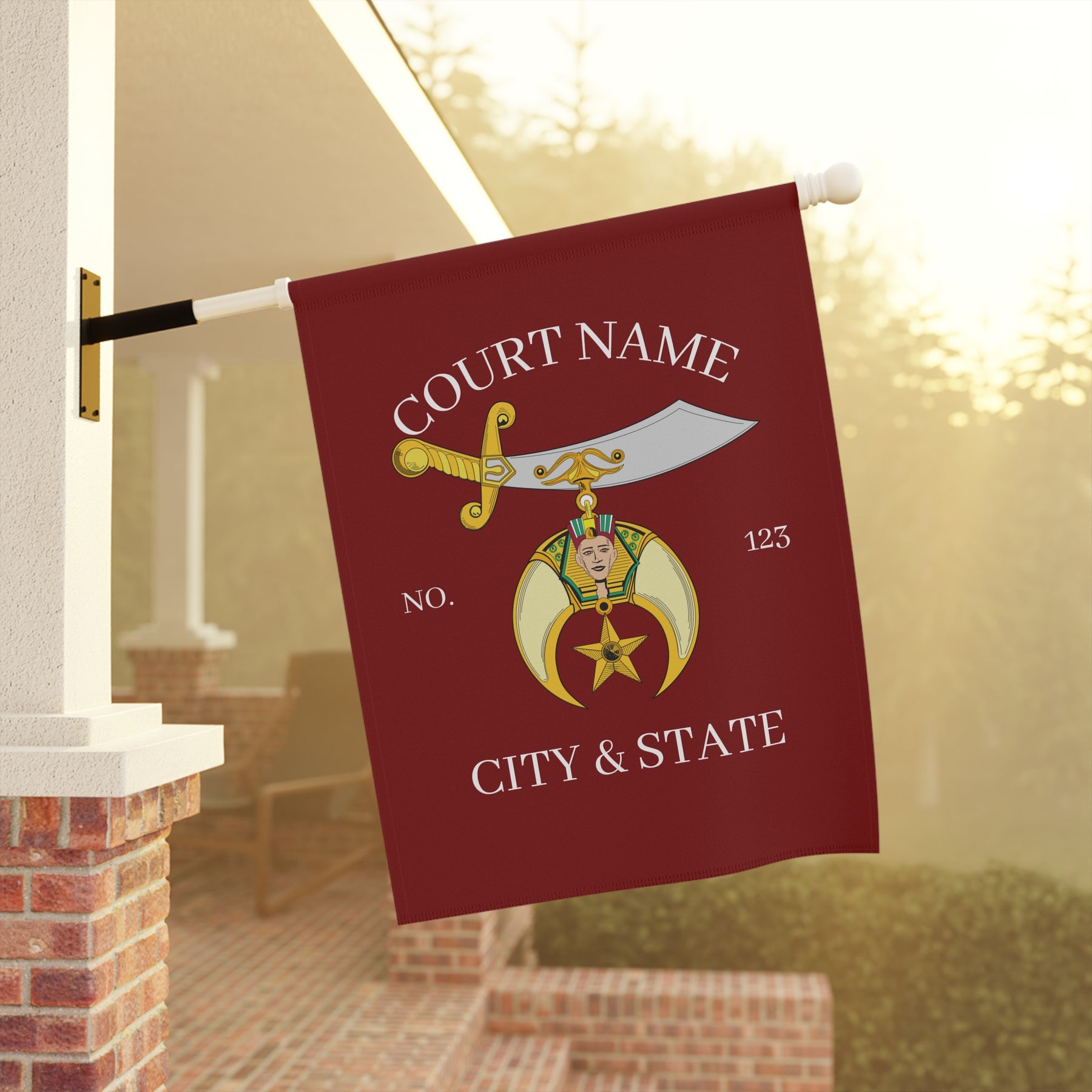 Shriners Yard Flag - Maroon Personalized Poly Poplin - Bricks Masons