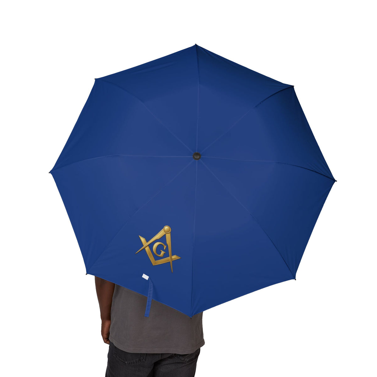 Master Mason Blue Lodge Umbrella - Blue with Gold Square & Compass G - Bricks Masons