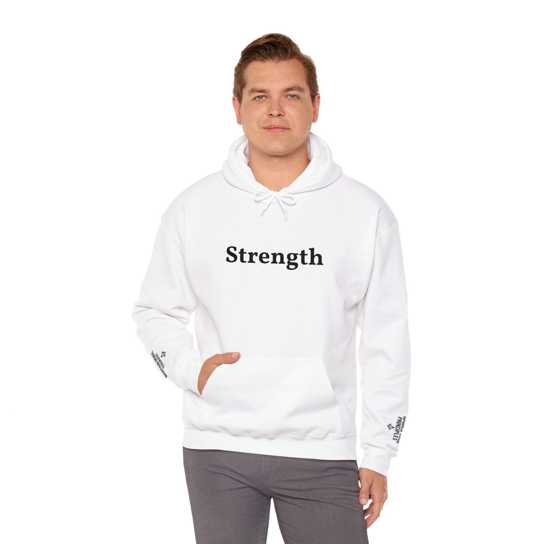 Master Mason Blue Lodge Hoodie - Strength Front & Sleeves Embroidery - Bricks Masons