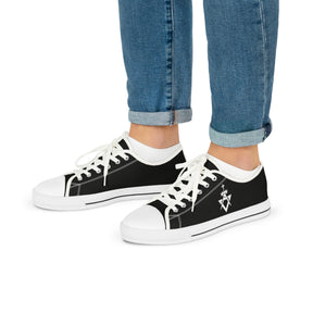 Allied Masonic Degrees Sneaker - Low Top Sneaker Black & White AMD White Emblem - Bricks Masons