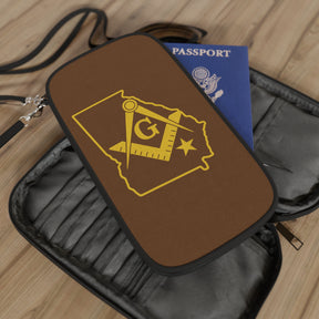 Master Mason Blue Lodge Passport Wallet - Georgia Mason With Shoulder & Wrist Strap - Bricks Masons