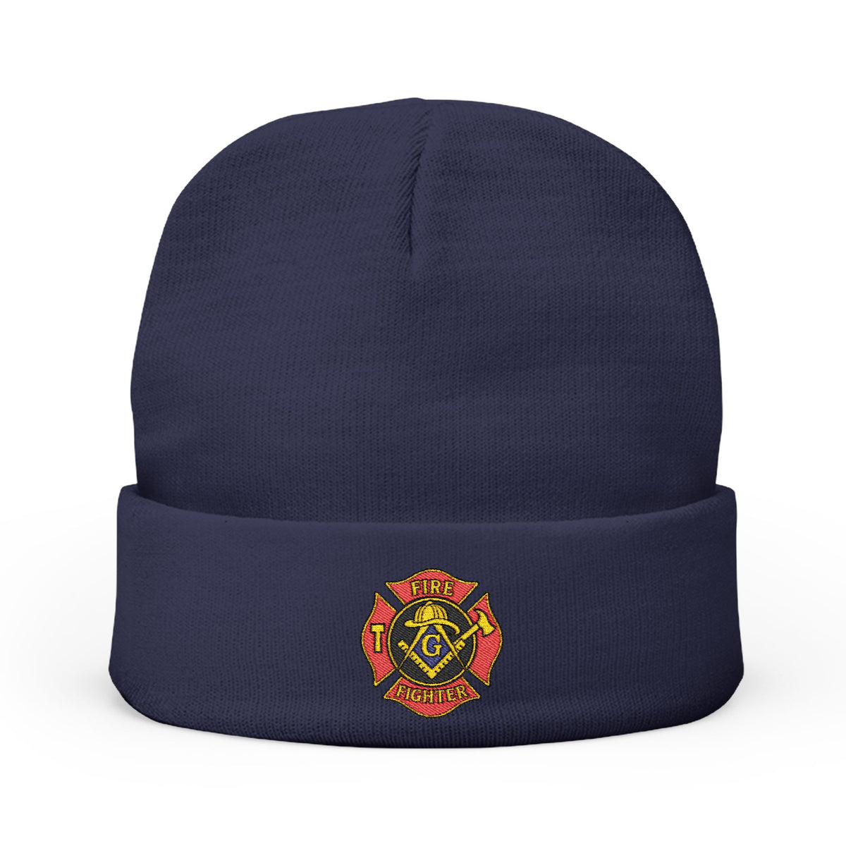 Master Mason Blue Lodge Beanie - Knit Embroidery Firefighter Mason Square & Compass G - Bricks Masons