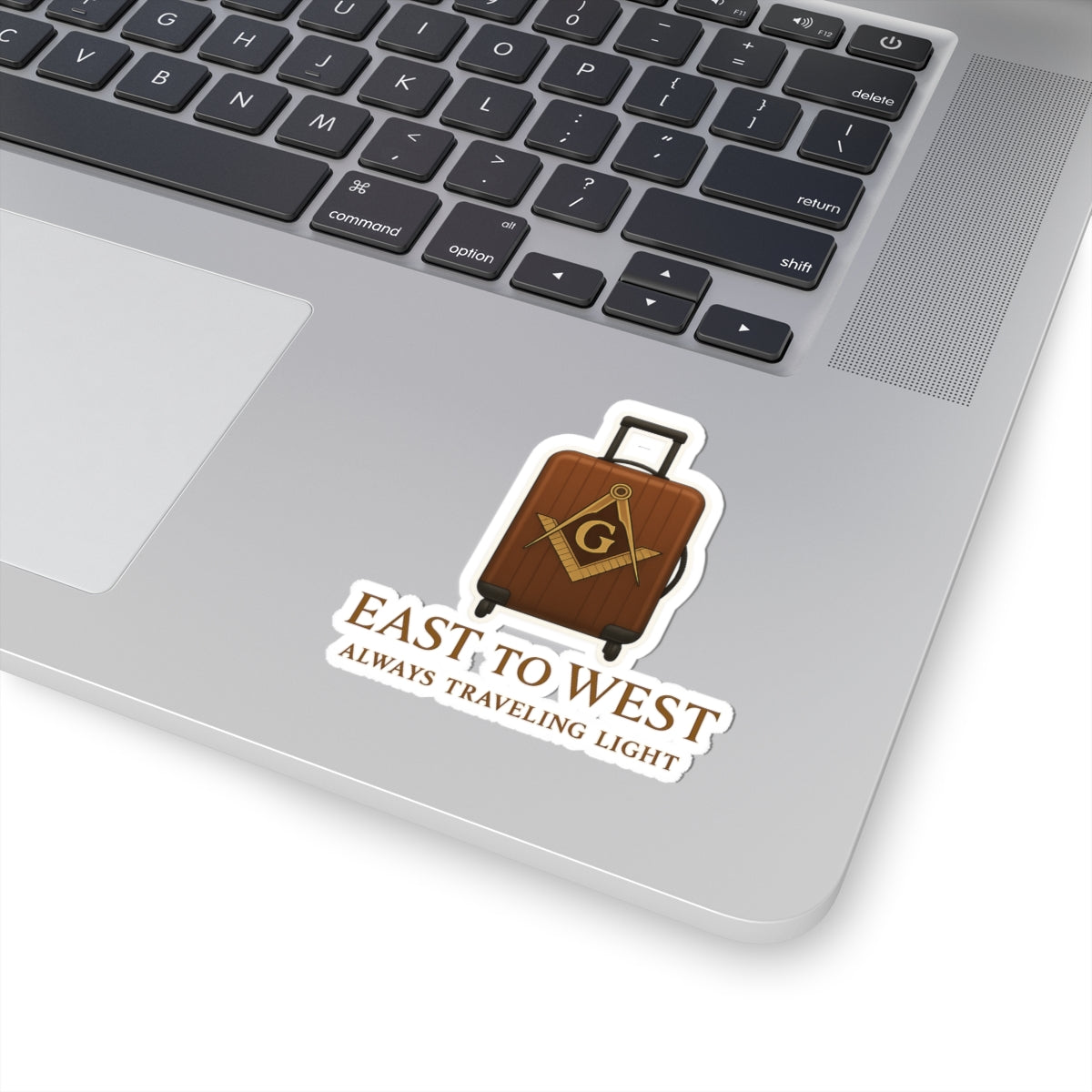 Master Mason Blue Lodge Sticker Decal – East to West Always Traveling Light - Bricks Masons