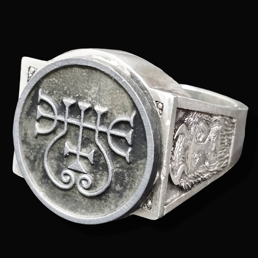 Demon Ring 16 DUKE ZEPAR 72 Demons Lesser Key of Solomon Goetia In Silver 2.2 cm x 1.8 cm 18 Gr Art 1794 - Bricks Masons
