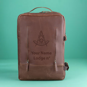 Past Master Blue Lodge California Regulation Backpack - Genuine Brown Leather - Bricks Masons