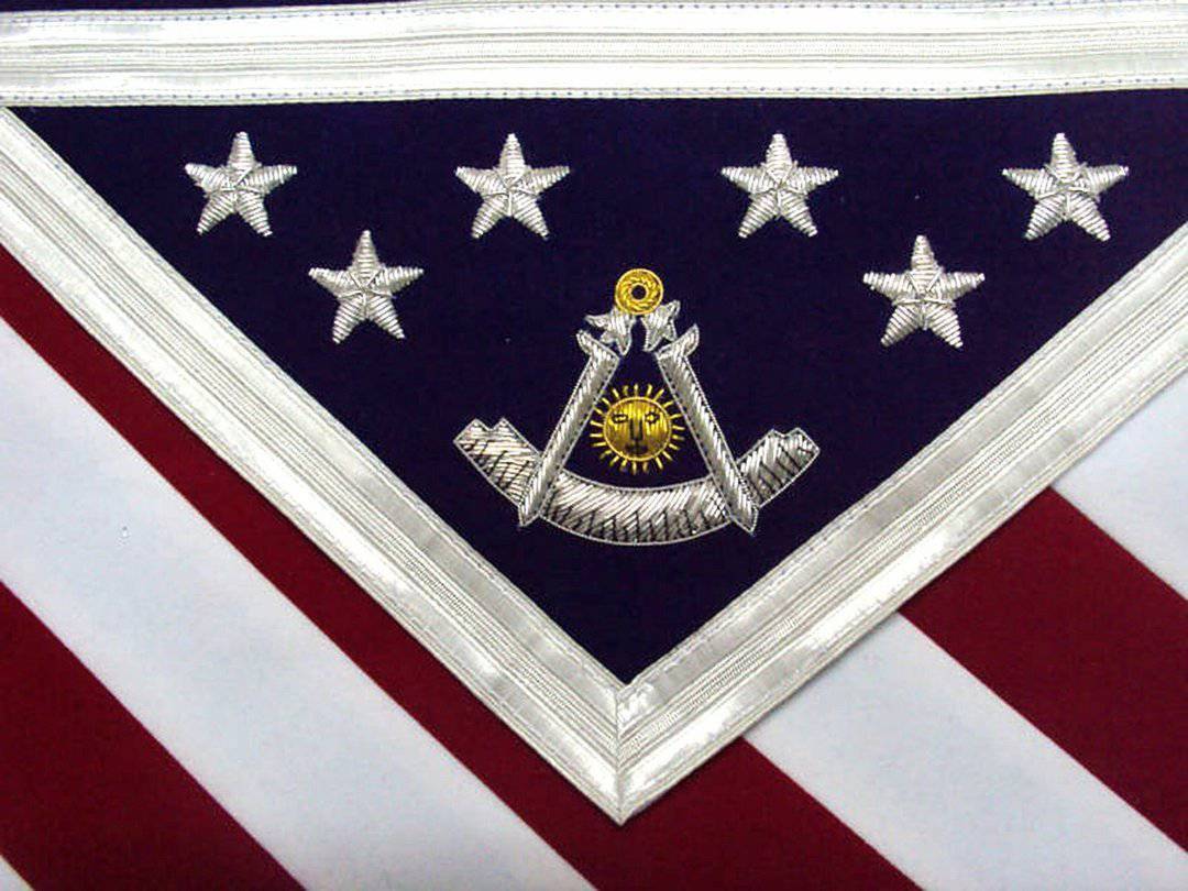 Past Master Blue Lodge Apron - US Flag White, Red & Blue Velvet