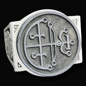 Demon Ring 23 DUKE AIM 72 Demons Lesser Key of Solomon Goetia In Silver 2.2 cm x 1.8 cm 18 Gr Art 1801 - Bricks Masons