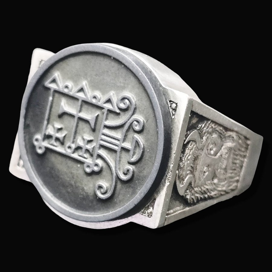 Demon Ring 55 PRINCE OROBAS 72 Demons Lesser Key of Solomon Goetia In Silver 2.2 cm x 1.8 cm 18 Gr Art 1833 - Bricks Masons