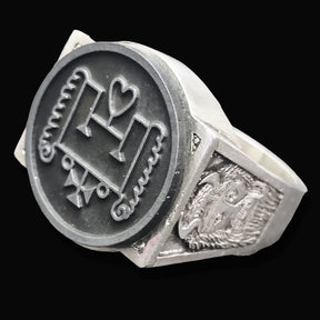 Demon Ring 60 DUKE VAPULA 72 Demons Lesser Key of Solomon Goetia In Silver 2.2 cm x 1.8 cm 18 Gr Art 1838 - Bricks Masons