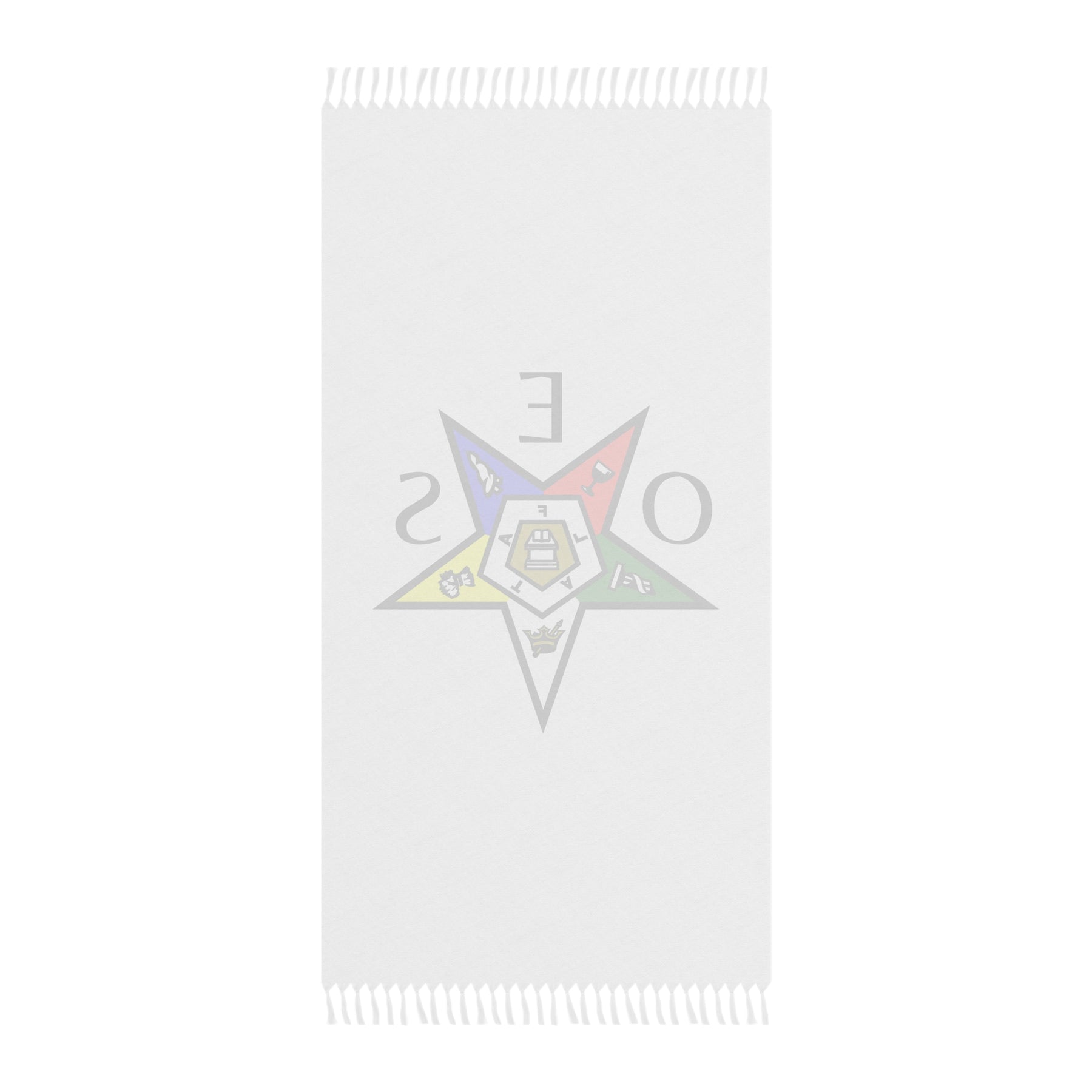 OES Towel - White Polyester With Colorful Star Beach Cloth - Bricks Masons