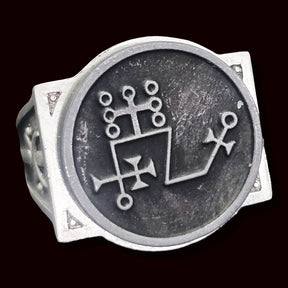 Demon Ring 71 DUKE DANTALION 72 Demons Lesser Key of Solomon Goetia In Silver 2.2 cm x 1.8 cm 18 Gr Art 1849 - Bricks Masons
