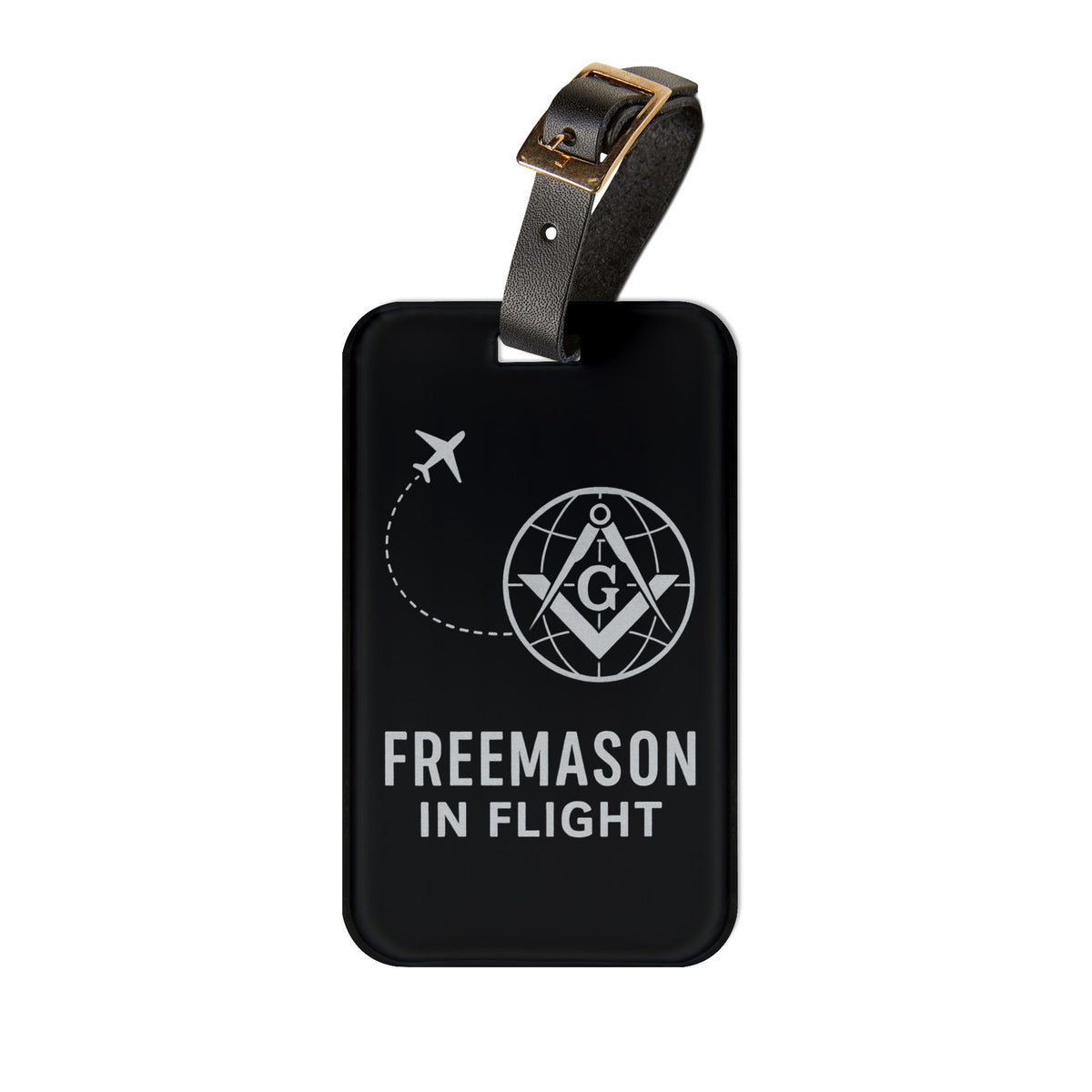 Master Mason Blue Lodge Luggage Tag -  Freemason In Flight With Adjustable Leather Strap - Bricks Masons