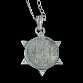 Demon Pendant 07 MARQUIS AAMON and Secret Seal of Solomon 72 Demons Lesser Key of Solomon Goetia In Silver 3 x 2.5 cm 12 Gr Art 1866 - Bricks Masons