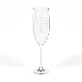 Master Mason Blue Lodge Champagne Flute - S&C G Initiated Elevated Celebrated